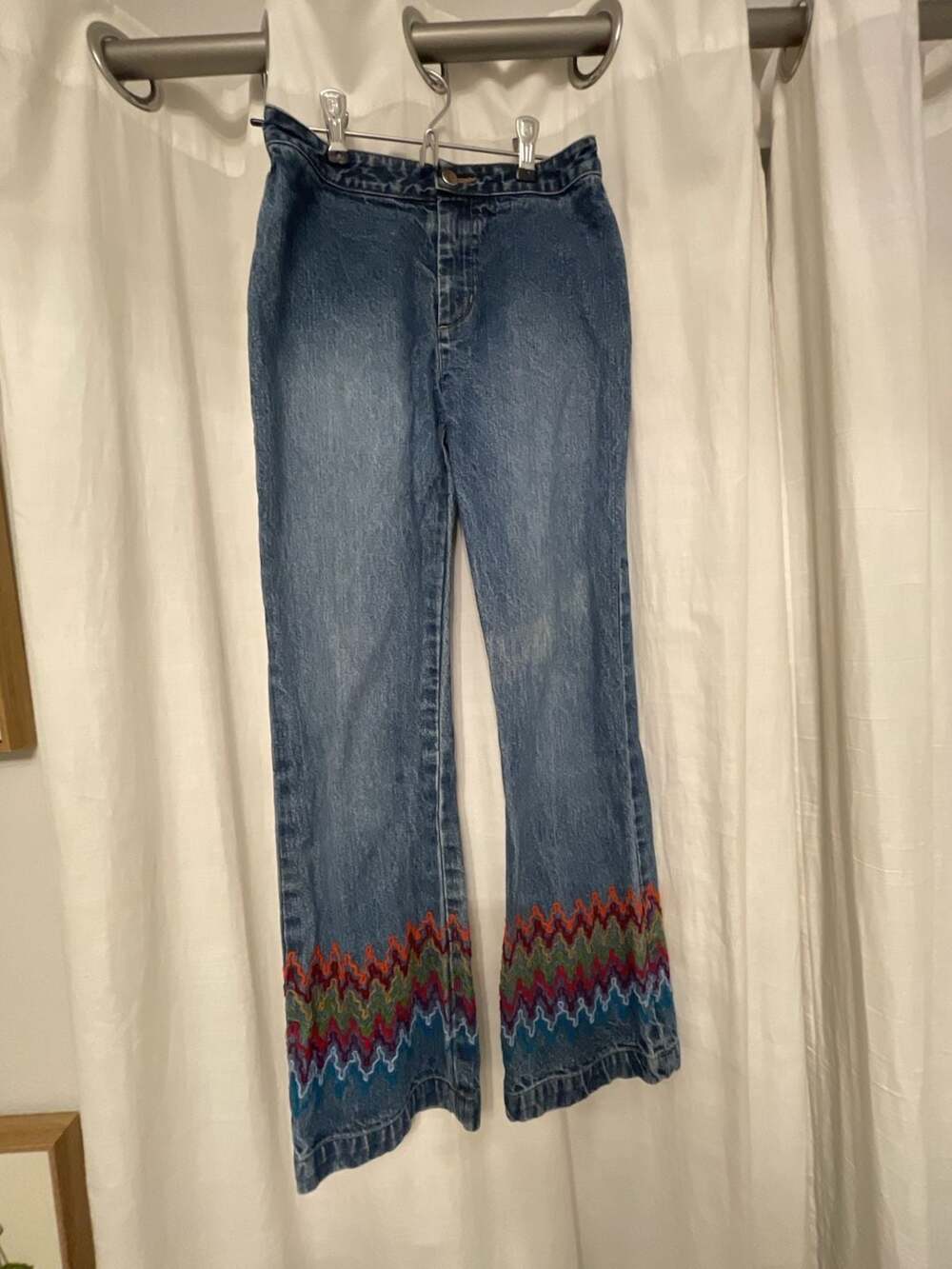 Copper Key Girls Vintage-Style Embroidered Zig Zag Flare Jeans